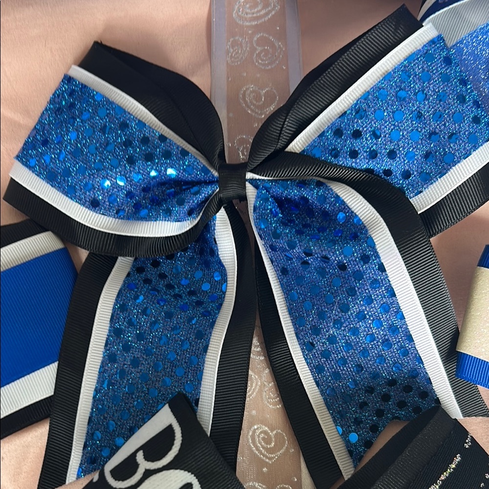 Blue and Black Cheer Bow